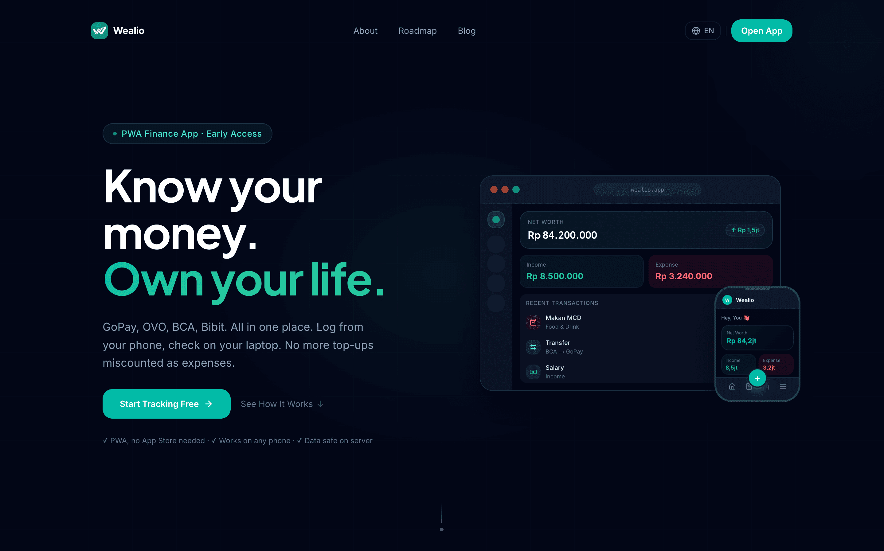 Wealio — Personal Finance Tracker